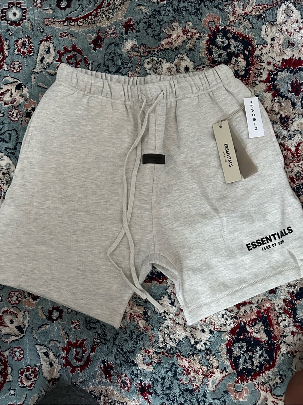 ESSENTIALS by Fear of God Men's Light oatmeal Cotton Drawstring Shorts